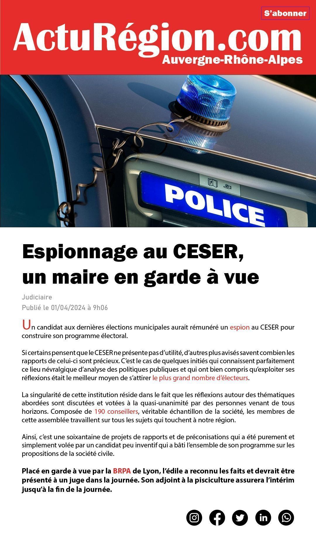 Espionnage au CESER !